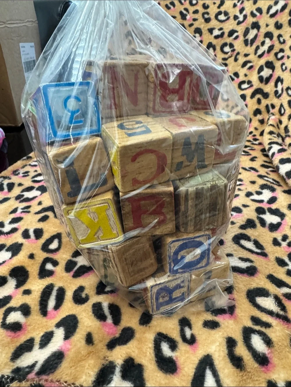 Vintage Wooden Alphabet Blocks - Red Blue Yellow Green